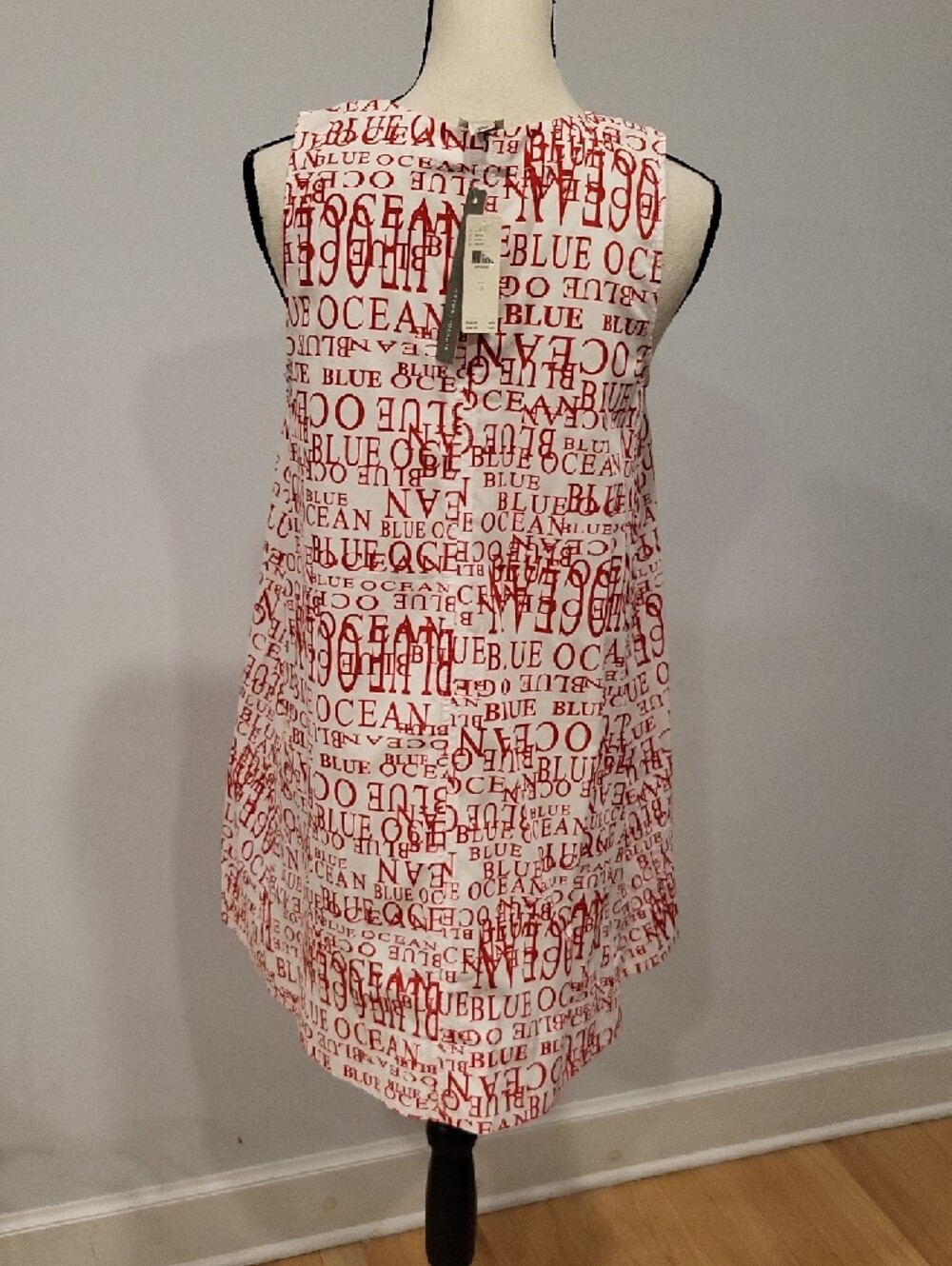 Anthropologie White Mini Dress with Rust Red Text Print - Picture 7 of 9